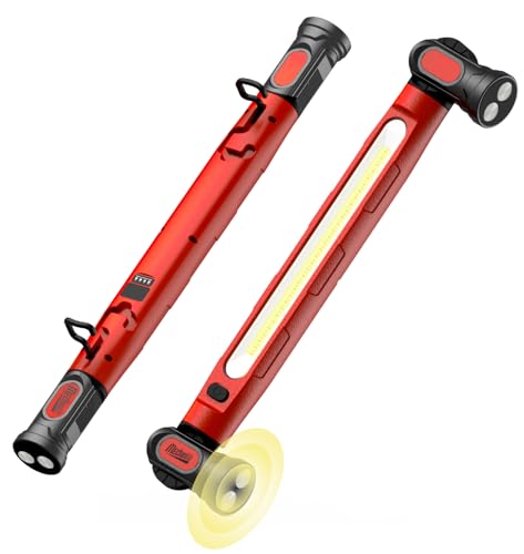 Magnetic Cordless Under Hood Work Light Bar for Mechanics-Red | Rechargeable 5200mAh Battery, 3000 Lumens, N45 Magnets, 360° Hooks, IP54 Waterproof & IK08 Impact Resistant for Car Repairing - color: Red