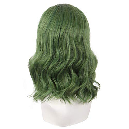MapofBeauty 14 Inch Cosplay Costume Curly Wig (Pine Green/Grass Green) | 35 cm Synthetic Wig, Fahion - color: Pine Green/Grass Green