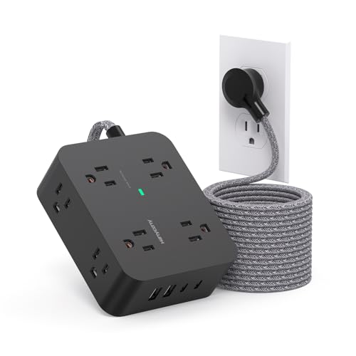 HANYCONY Extension Cord 25 Ft, Power Strip Surge Protector, Long Cord - color: Black, size: 25ft