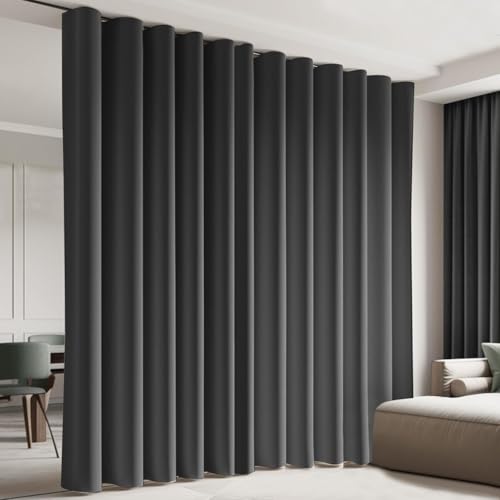 Room Divider Blackout Curtain Track Curtains Wall Dividers Panels Screen for Living Rooms Bedroom Office Privacy Partition Separation, W100 × L120 Inch,1 Panel, Black - color: Black, size: 100"W x 120"L (Pack of 1)