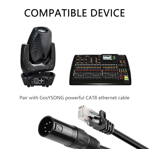 GINTOOYUN 5 Pin XLR to RJ45 Adapter Cable - 2 Pack DMX XLR 5 Pin Male to RJ45 Male Connector Extension Cable - 30CM/11.8in for Amplifiers, Mixers, KTV Equipment, Lighting and Sound