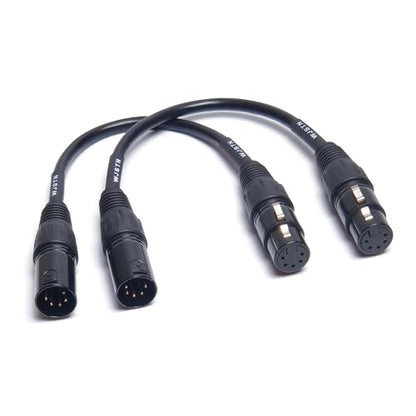 WJSTN XLR Adapter Cable, 5 Pin Male to 5 Pin Female,XLR to XLR Jumper for Mixer, DMX Lightspeed, DMX Controller 2 Pack (6in), black