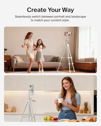 Belkin 스테이지 마그네틱 삼각대 폰 마운트, MagSafe 및 Qi2 호환 | 360도 회전 홀더, 아이폰 17 및 16, 안드로이드, 틱톡, 유튜브, 스트리밍, 인플루언서 콘텐츠용 - style: 자석 휴대폰 홀더