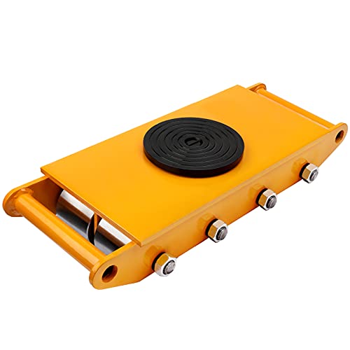 12T Machinery Skate Dolly with 360° Rotation Cap and 8 Steel Wheels | 26400lbs Load Capacity, Aolly Steel Materials, Heavy Duty Industrial Moving Equipment, Yellow, 1pc - size: 12T