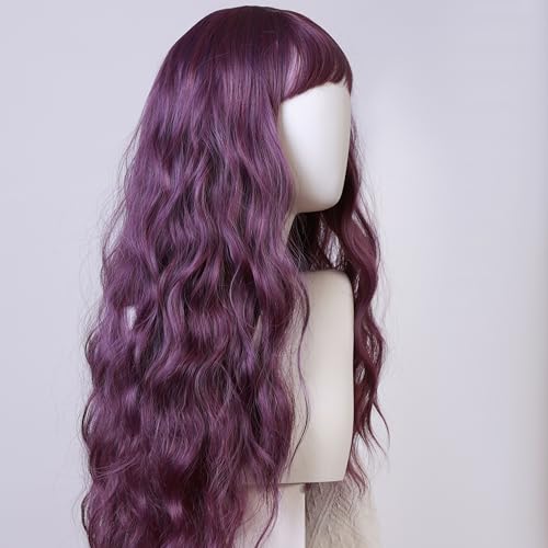 Purple Wavy Curly Wig for Women, 31 Inch Heat Resistant Synthetic Wig, Long Cosplay Wig for Performances, Parties and Dress Up - color: Purple