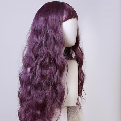 Purple Wavy Curly Wig for Women, 31 Inch Heat Resistant Synthetic Wig, Long Cosplay Wig for Performances, Parties and Dress Up - color: Purple