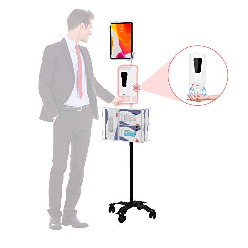 Gooseneck Floor Stand – CTA Compact, Height-Adjustable Sanitizing Station w/Automatic Soap Dispenser and Holder for iPad 7th/ 8th/ 9th Gen 10.2”, Surface Pro 4, and Other 7-13” Tablets (PAD-CGSST) - style: Soap Dispenser