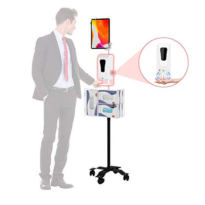 Gooseneck Floor Stand – CTA Compact, Height-Adjustable Sanitizing Station w/Automatic Soap Dispenser and Holder for iPad 7th/ 8th/ 9th Gen 10.2”, Surface Pro 4, and Other 7-13” Tablets (PAD-CGSST) - style: Soap Dispenser