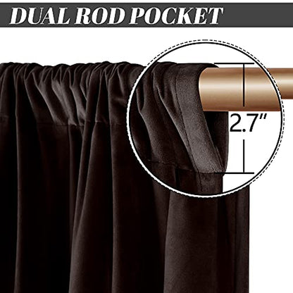 nanbowang Coffee Brown Velvet Curtains - 42 Inches Width 72 Inches Long Soft Curtain Rod Pocket Thermal Insulated Window Treatment for Bedroom 2 Panels - color: Brown, size: 42"W x 72"L (Pack of 2)