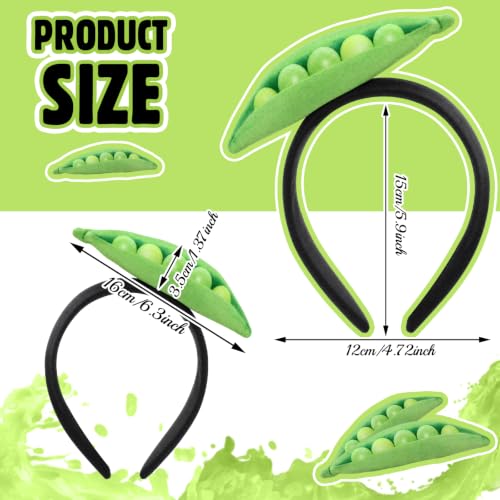 Knitgrip 2 Pcs Pickle Headband Funny Costume Accessories,Peas Green, Black | Peas Hats for Adults Women, Halloween Party Dress Up, Novelty Headwear for Theme Events, Realistic Green Veggie Design - style: Peas