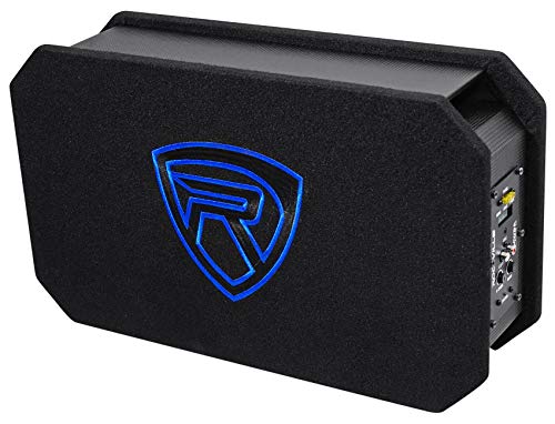 Rockville RMW8A 8" 800W Ported Powered Truck Subwoofer Slim Enclosure | Built-in Class D Amplifier, Tunnel Slot Port, High Excursion Woofer, Compact Design, Grill Included, CEA-2031 Compliant