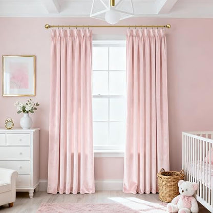 Pinch Pleated Baby Pink Velvet Curtains 84 inch Length 2 Panel Set for Living Room Modern Elegant Plush Velvet Luxury Fabric Room Darkening Window Drapes Nursery Girls Bedroom Curtain Light Pink - color: Baby Pink, size: 40"W x 84"L (Pack of 2)