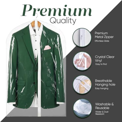 Handy Laundry Clear Vinyl Garment Bag - Protect Your Clothing While Traveling and Dust Free While Hanging in Your Closet. Ideal for Coats, Suits, Dresses or Gowns - Set of 2 (24 X 54 Inches) - size: 24" x 54", style: Clear Vinyl