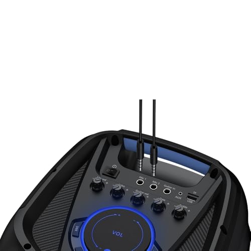 PHILIPS Bluetooth Party Speaker, 120W Powerful Sound with Dynamic Bass Boost, 10 RGB Light Modes, Karaoke Mic & Guitar Inputs, FM Radio, USB/TF/AUX Playback, Portable Handle, Remote Control (Corded) - style: Corded