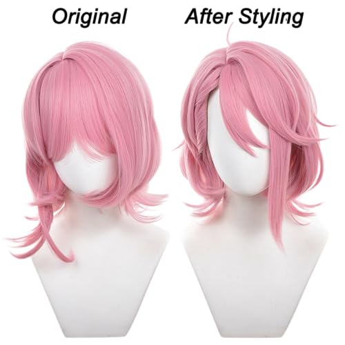 Pink Shoulder-Length Messy Cosplay Wig Replacement Wig Heat Resistan Synthetic Fiber Hairs for Uniex Adult Cos Halloween Christmas Anime Party - color: Pink