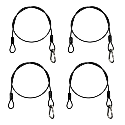 4Pack 5/32" Stage Light Safety Cables 31” Stainless Steel Security Rope 110lb Load Capacity For DJ Stage Lighting Black