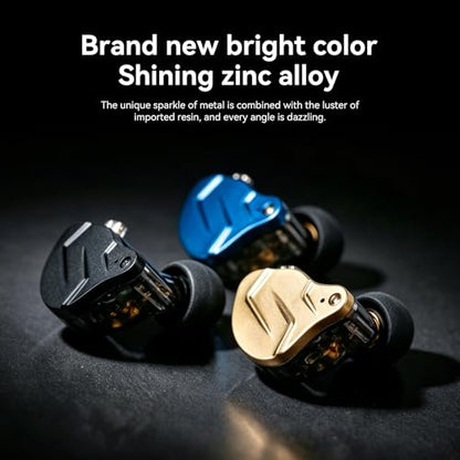 Kinboofi KZ ZSN PRO X Gaming Earbuds, in Ear Earphone 1BA 1DD HiFi Bass Earbuds Headphone, Noise Cancelling Headset Metal IEM with Removable C Pin Cable (Black with Microphone) - color: Dark Black, size: With Mic, style: With Mic