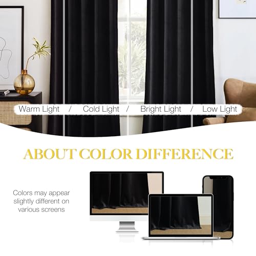NICETOWN Black Blackout Extra Long Velvet Curtains 120 inches Long - color: Black Series - Black, size: 52"W x 120"L (Pack of 2)