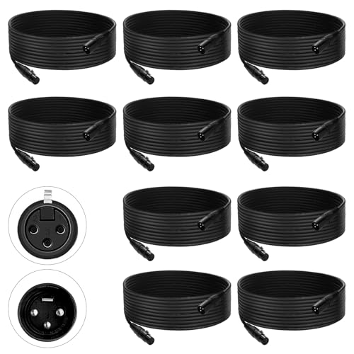 DMX Cable 25 ft, 10 Pack Flexible 3Pin Signal XLR Male to Female Wire - color: 25FT DMX Cable 10 Pack