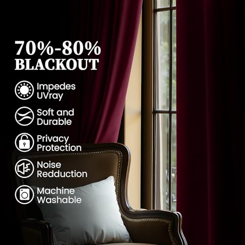 SimpleHome Red Velvet Curtains 96 Inches for Living Room Rod Pocket | Luxury Blackout Velvet Curtains,Thermal Insulated 2 Panels Room Darkening Drapes,Velvet Bedroom Curtains,W40 x L96,2 Panels - color: Red, size: 40"W x 96"L (Pack of 2)