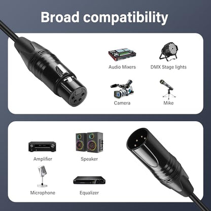 GINTOOYUN DMX Cable 4 Pin Signal XLR Male to Female Wire DMX512 XLR Male to Female Stage Light Signal Cable with Metal Connectors, Connection for Stage & DJ Lighting fixtures(1.8M)