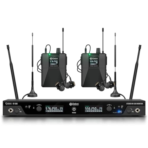 D Debra Audio PRO ST-202 UHF Stereo Wireless in Ear Monitor System, Dual Channel Wireless IEM with Monitoring Type for Stage, Receiver for Studio, Guitar, Band Performance (Dual Channel, 2 Bodypack) - size: Dual Channel, 2 Bodypack