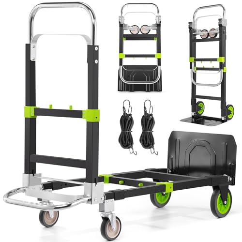 3-in-1 Convertible Hand Truck, Heavy Duty 600LBS Folding Dolly Cart - color: Green