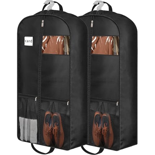 43" Heavy Duty Garment Bags for Travel 6.5" Gusseted Suit Bags for Closet Storage 2 Handles Hanging Clothes Bag with Pocket Mens Suit Cover for Shirts, Coats, Dresses, Suit Holder, 2 Pack - size: 43 inches x 7 inches - 2 Pack