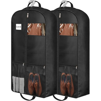 43" Heavy Duty Garment Bags for Travel 6.5" Gusseted Suit Bags for Closet Storage 2 Handles Hanging Clothes Bag with Pocket Mens Suit Cover for Shirts, Coats, Dresses, Suit Holder, 2 Pack - size: 43 inches x 7 inches - 2 Pack