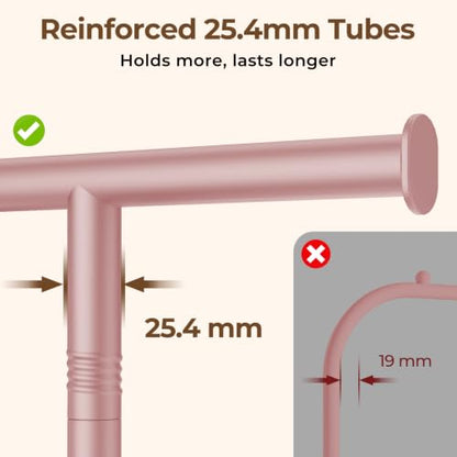 HYSEYY Clothes Rack, Clothing Rack for Hanging Clothes, Rolling Garment Rack Sturdy Coat Rack Portable Wardrobe Rack Metal Closet Rack for Bedroom Laundry Living Room, Pink - color: Pink