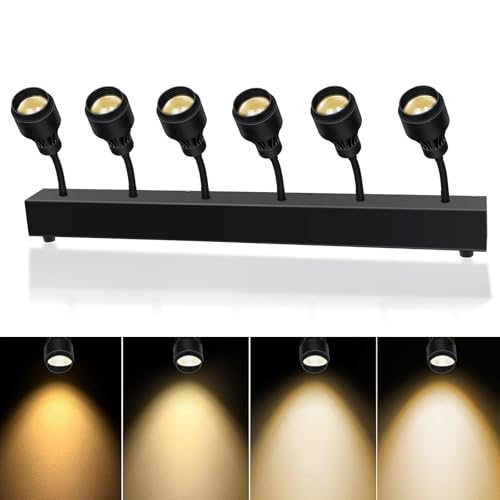 Pinspot Light Bar,6PC LED Pinspot Stage Lights Disco Ball Manual Zoom(15-60 Degree) 3200K Dimmable Warm White DMX Sound Activated Lights for Party Activities Live Show Concert Church Wedding