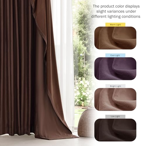 Beauoop Coffee Brown Velvet Curtains for Bedroom Living Room 52x72 2 Panels - color: Coffee, size: 52"W x 72"L (Pack of 2)