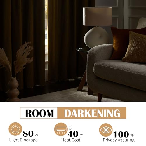 Beauoop Golden Brown Velvet Curtains for Bedroom Living Room 52x72 2 Panels - color: Gold Brown, size: 52"W x 72"L (Pack of 2)