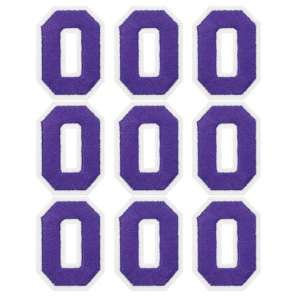 MECCANIXITY Iron on Number Patches 2" Number 0 Iron on Embroidered Patch Sew on Letter Stickers Applique for Repairing Clothing Jeans Shoes Hats DIY(Purple, Pack of 9) - style: Number 0