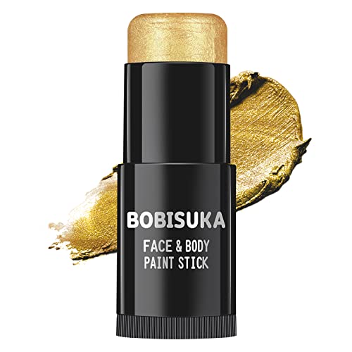 BOBISUKA Gold Face Paint Stick, Waterproof Metallic Golden Full Body Paint Sticks, Blendable Painting Kit for Halloween Makeup SFX Cosplay Special Effects Fancy Parties Cosplay Costume Stage - color: Gold
