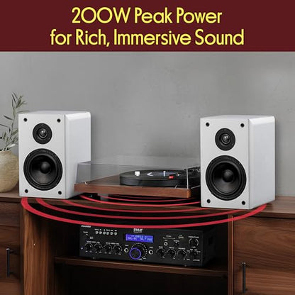 Pyle 5.25” Wired Bookshelf Speakers Pair – 2-Way HiFi Home Theater Stereo Speakers with Soft Dome Tweeter, Paper Cone Woofer & Wall Mount Brackets – Compact Speaker System, White - color: White, size: 5.25 inch