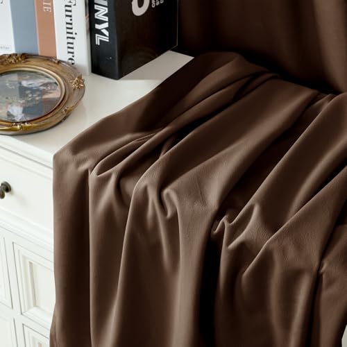 YoungsTex Brown Velvet Curtains 84 Inch Length Living Room Blackout Drapes | Grommet Curtain Privacy for Dining Bedroom Room Darkening, 2 Panels, 52 X 84 Inch - color: Brown, size: 52"W x 84"L (Pack of 2)