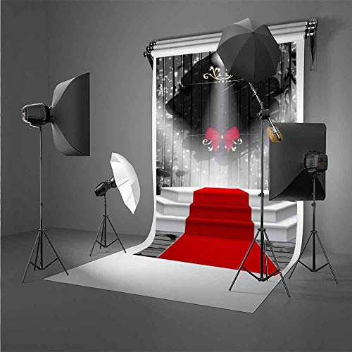 6x9ft Red Carpet Stage Photography Backdrop Snowflake Black Curtain Bowknot Spotlights Background Baby Children Adults Portraits Christmas Party Photo Booth Props LULF052