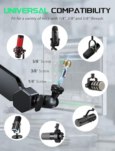 FIFINE BM66T Microphone Boom Arm with Extension Tube for Podcast Recording - size: BM66T Black（With Extension Tube)