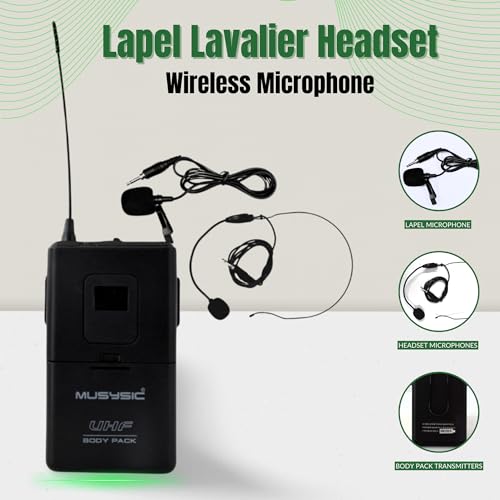 MUSYSIC 2-Channel Professional Wireless UHF Microphone System - size: 2-Channel