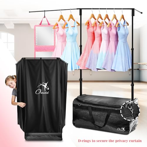 Dance Bag with Garment Rack and Curtain, 28" Rolling Dance Competition Duffle Bag with Garment Rack | Mobile Changing Station Dance Suitcase for Dancer Athlete Livestreamer Cheerleader Cosplayer - color: 28in Glitter Black