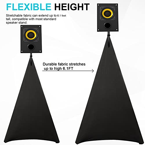 AKOZLIN Speaker Stand Cover with 360 Degree Tripod Stand Skirt Skrim Stretchable Lycra Fabric Covers with Free Storage Bag TWO PACK BLACK - color: Black-2