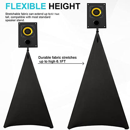 AKOZLIN Speaker Stand Cover with 360 Degree Tripod Stand Skirt Skrim Stretchable Lycra Fabric Covers with Free Storage Bag TWO PACK BLACK - color: Black-2
