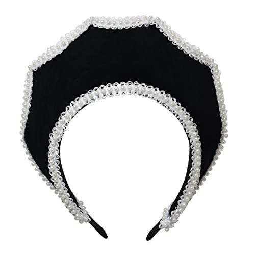 BPURB Victorian Vintage Headwear for Women Elizabethan Tudor Coronet Pilgrim Costume Accessory Anne Boleyn Hat - color: Black