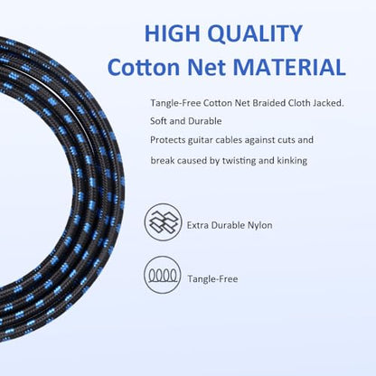 XLR Mic Cable 3-Pin XLR Male to Female Microphone Audio Cable, 33FT Black Blue Tweed Braided Balanced DMX AMP Instrument Patch Cords for Mixing Boards, Speaker Systems, Pro Audio, Preamps - size: 33FT/10M