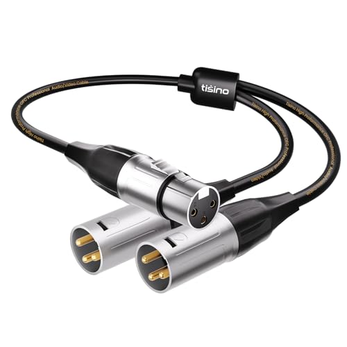 Tisino Balanced XLR Splitter Cable, 1 Female to 2 Male Patch Microphone Cable XLR Y Splitter Cable 2 Male to 1 Female - 5 feet - size: 5 feet