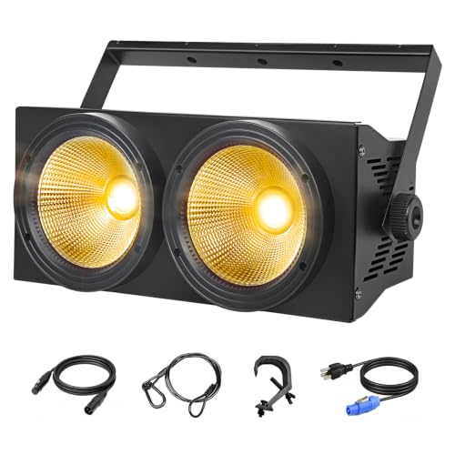 MAD OWL 200w Led Blinder Stage Par Lights,2-Eyes Warm White led Stage Lights, DMX Control,Sound Activation COB Strobe for Theater, Church, DJ Events - color: 2X100W Warm White