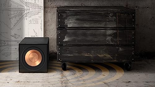 Klipsch Reference R-101SW 10” Front-Firing Subwoofer with All-new Spun-Copper 10” woofers and an All-Digital Amplifier for Premium Home Theater Sound in Black | Home theater audio with 10 inch driver, 300W peak power and active amplification - size: 10” W