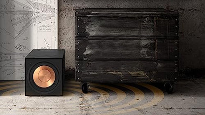Klipsch Reference R-101SW 10” Front-Firing Subwoofer with All-new Spun-Copper 10” woofers and an All-Digital Amplifier for Premium Home Theater Sound in Black | Home theater audio with 10 inch driver, 300W peak power and active amplification - size: 10” W