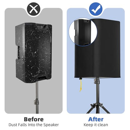 12 Inch PA/DJ Speaker Cover for Powered Speaker Mounted on Stand, 2 Pack Outdoor Speaker Cover 600D Thick Oxford Fabric Waterproof UV Protection Dustproof(Black) - size: 12 Inch